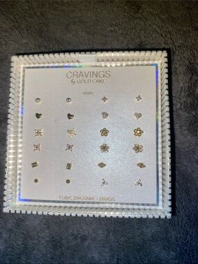 CRAVINGS by Gold Cake Gold-Tone Cubic Zirconia Stud Earring Set